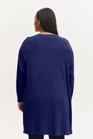 Fransa Curve Knit Cardigan 'BLUME' in Blue