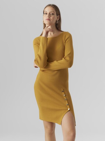 VERO MODA Knitted dress 'ABA' in Yellow: front