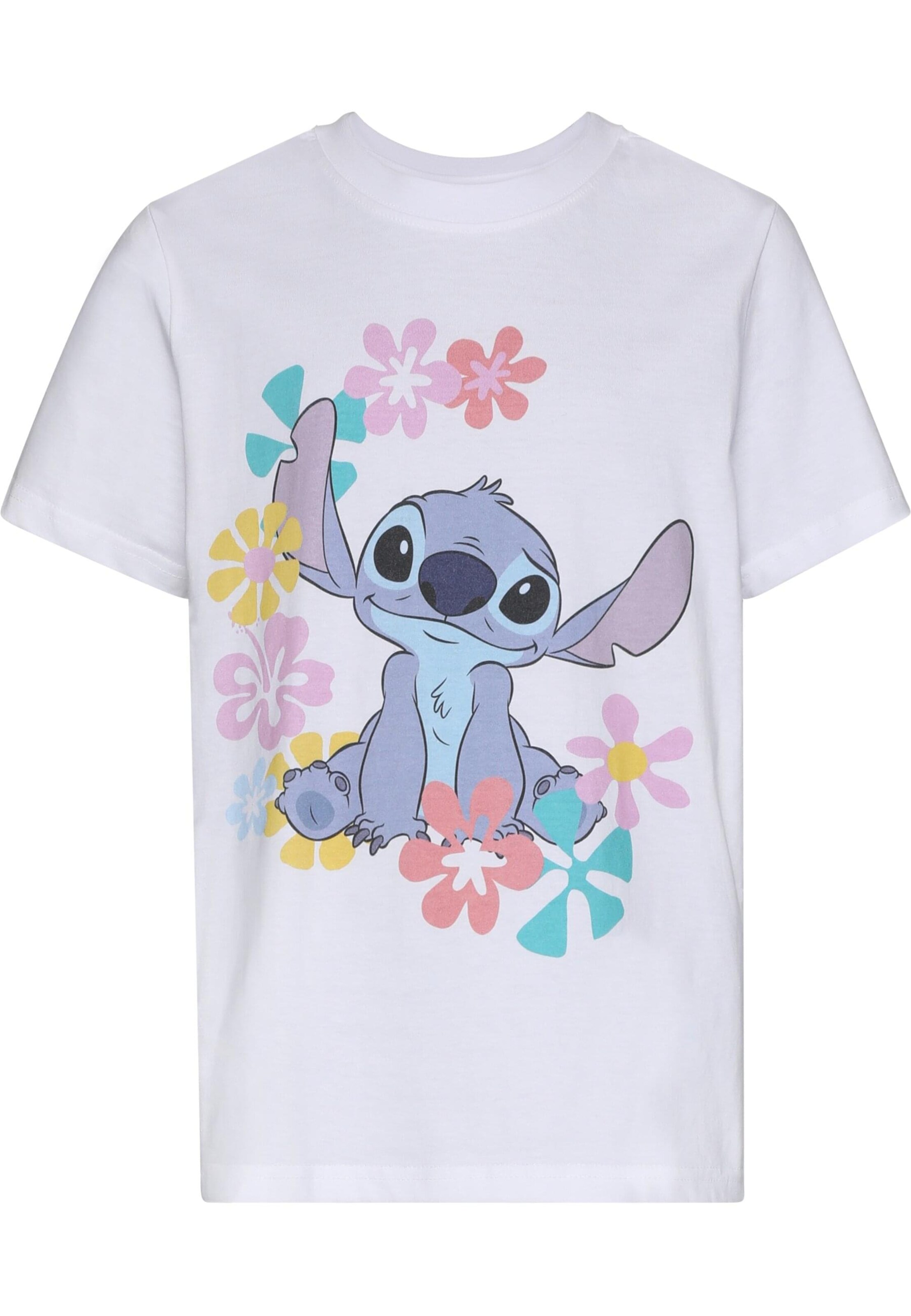 T-Shirt 'Lilio& Stitch Flower' Mister Tee en blanc : devant