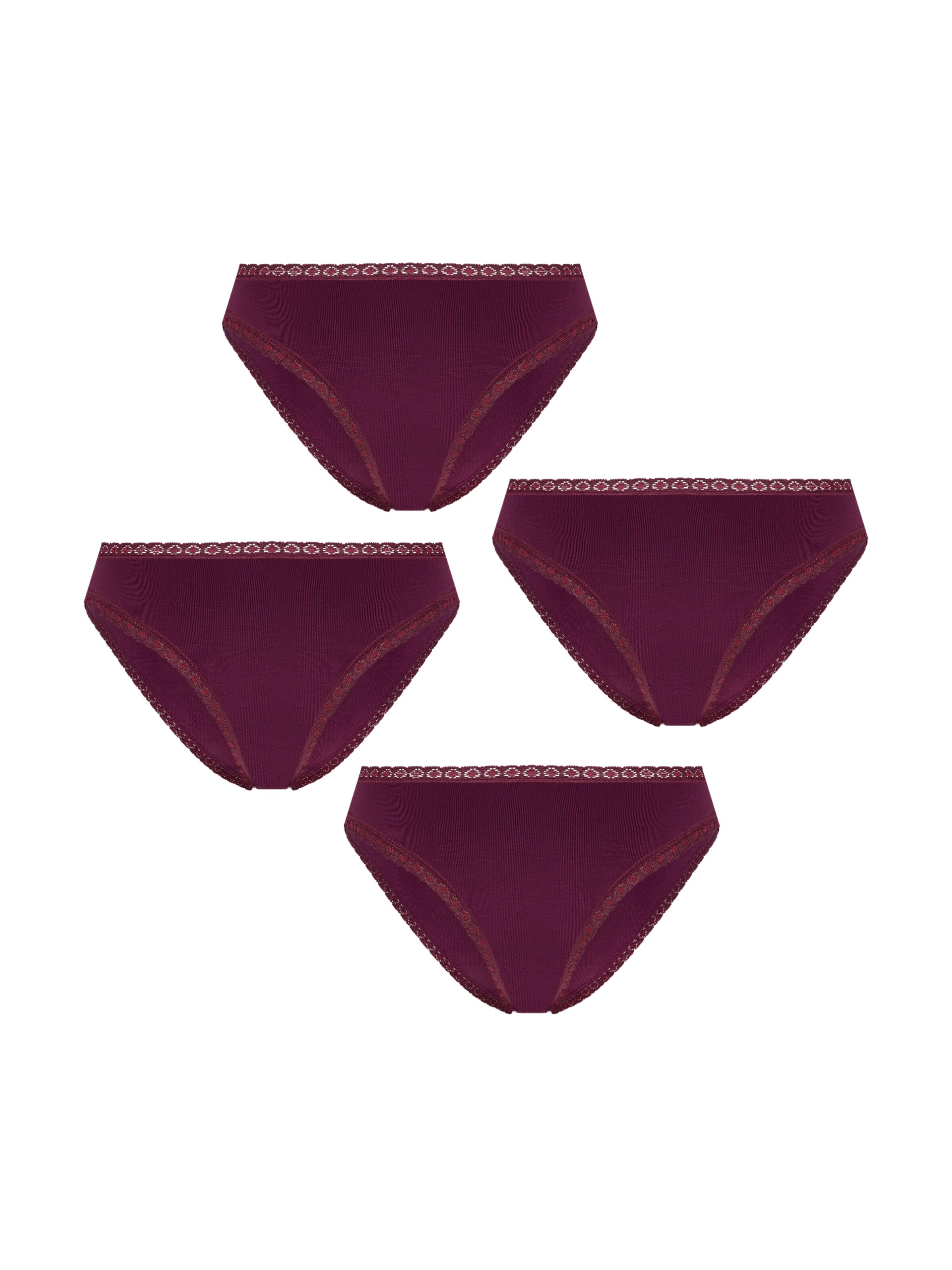 Albero Natur Panty 'Bio-Baumwoll-Slip mit Spitze – 4er Pack' in Purple: front