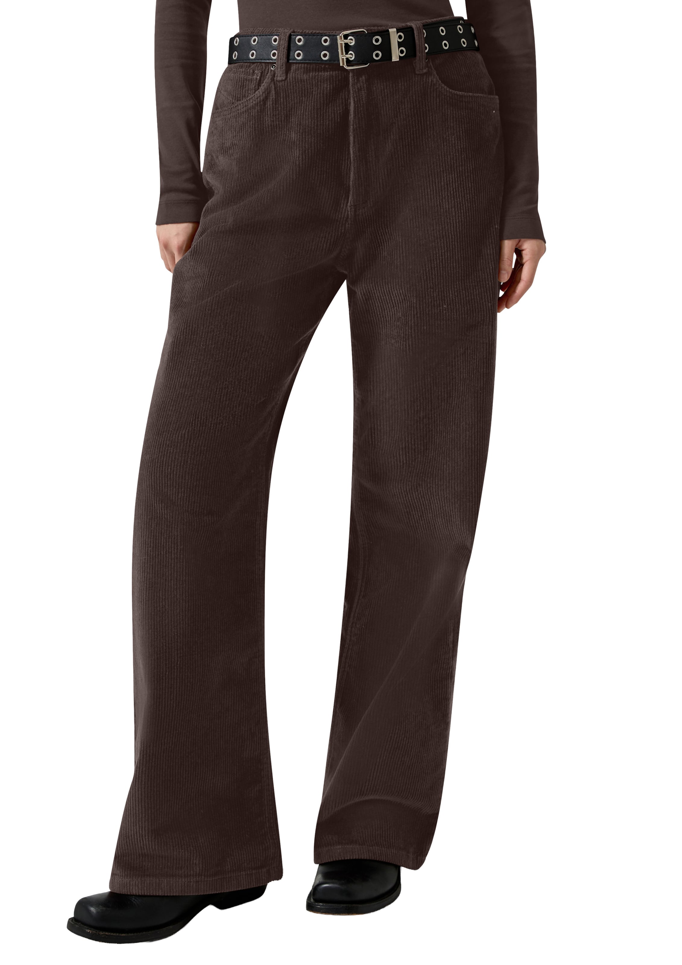 Wide Leg Pantalon QS en marron : devant