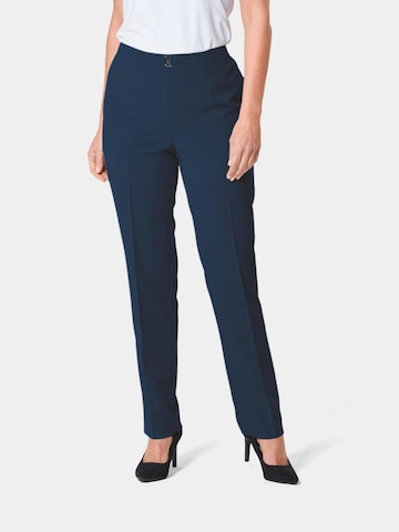 Goldner Regular Pleated Pants 'Martha' in Blue: front