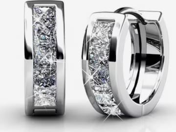 ROUGEMONT Jewellery Earrings 'Princess cut Creolen Ohrringe' in Silver: front