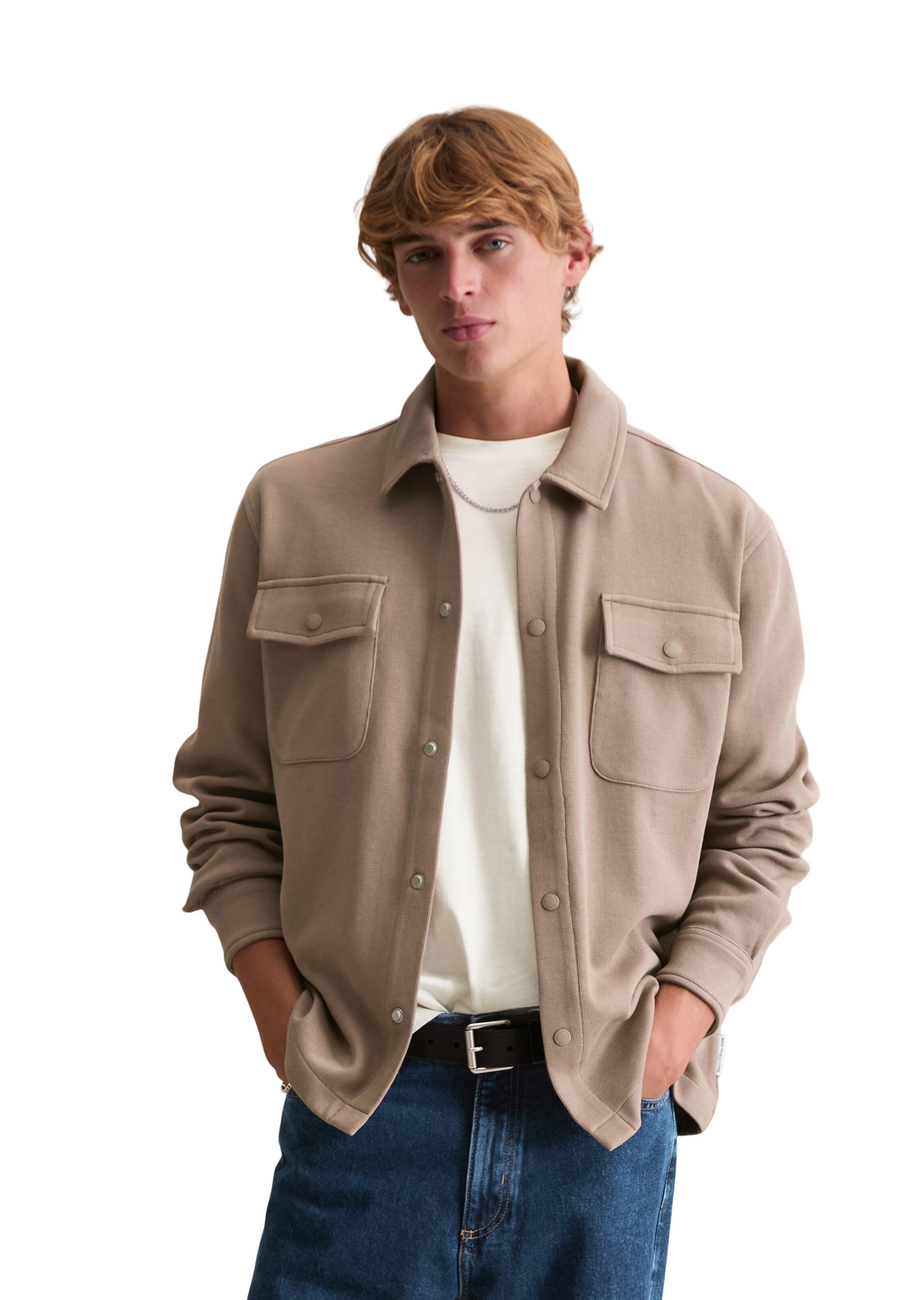 Marc O'Polo DENIM Sweatvest in Bruin: voorkant