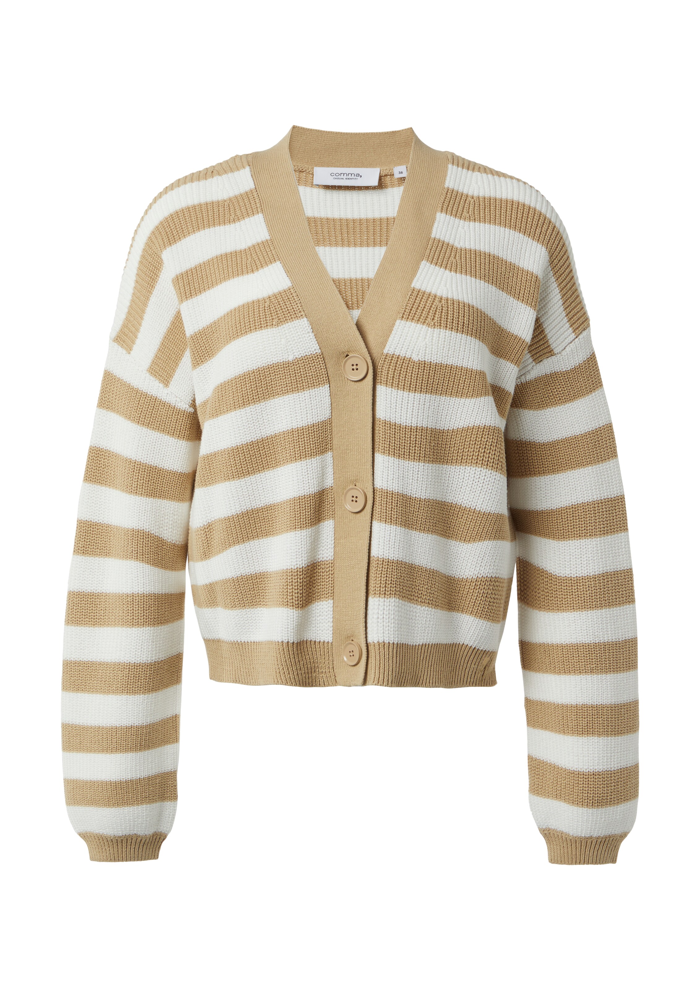comma casual identity Cardigan en sable / blanc, Vue avec produit