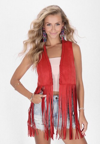 IZIA - Chaleco 'Boho' en rojo: frente