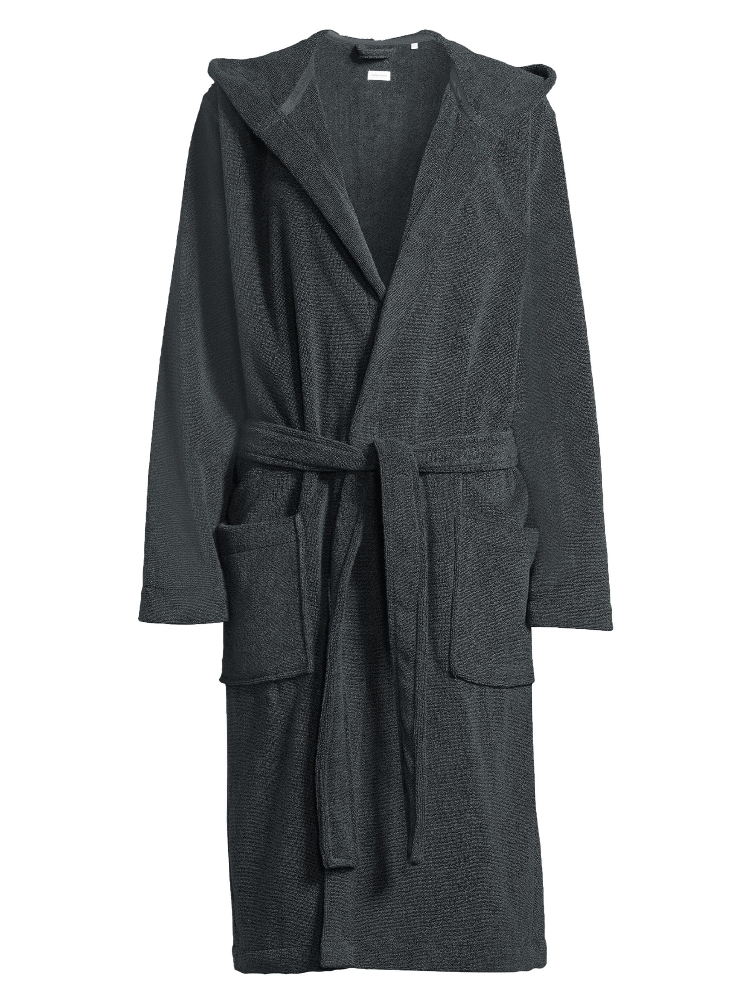 SEIDENSTICKER Long Bathrobe 'Basic' in Black: front