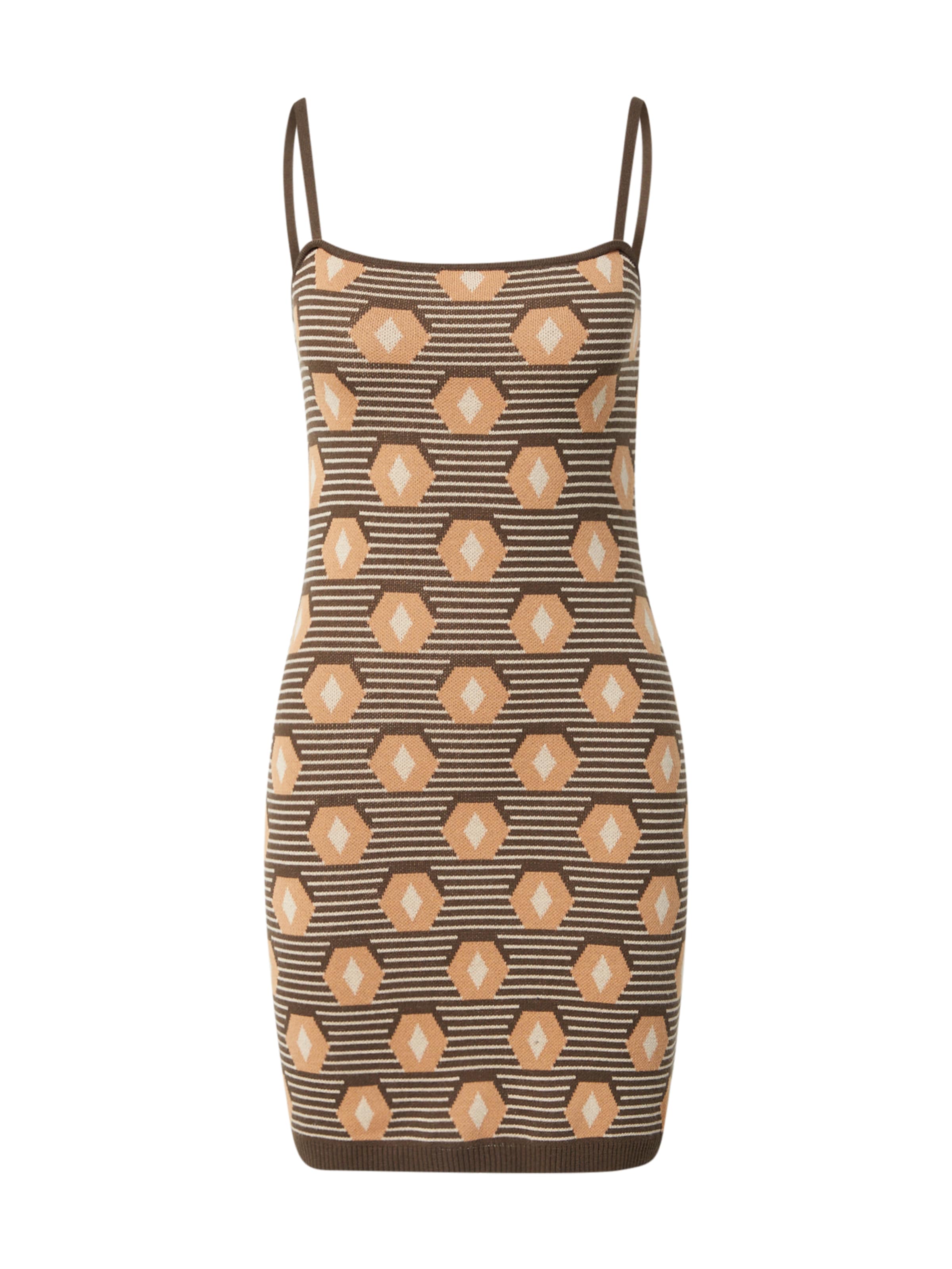 GLAMOROUS Stickad klänning i brun: framsida