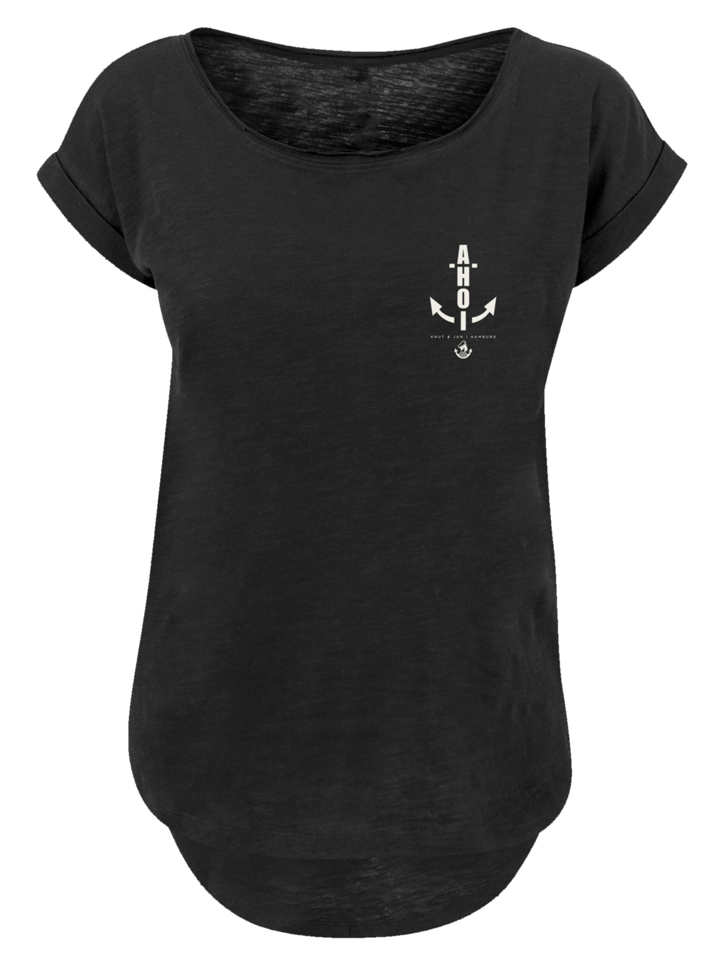 F4NT4STIC Shirt 'Ahoi Anker Knut & Jan Hamburg' in Zwart: voorkant