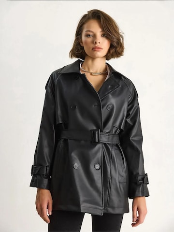 Bianco Lucci Between-Seasons Coat in Black: front
