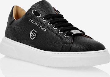 Philipp Plein - Sapatilhas baixas 'Hexagon' em preto: frente