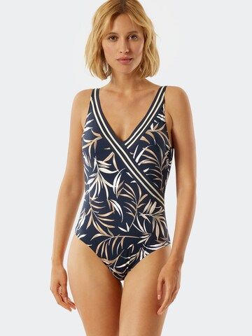 SCHIESSER Triangle Swimsuit ' Aqua Californian Dream ' in Blue: front