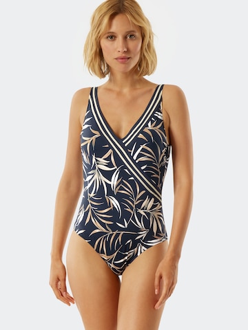 SCHIESSER Triangle Swimsuit ' Aqua Californian Dream ' in Blue: front