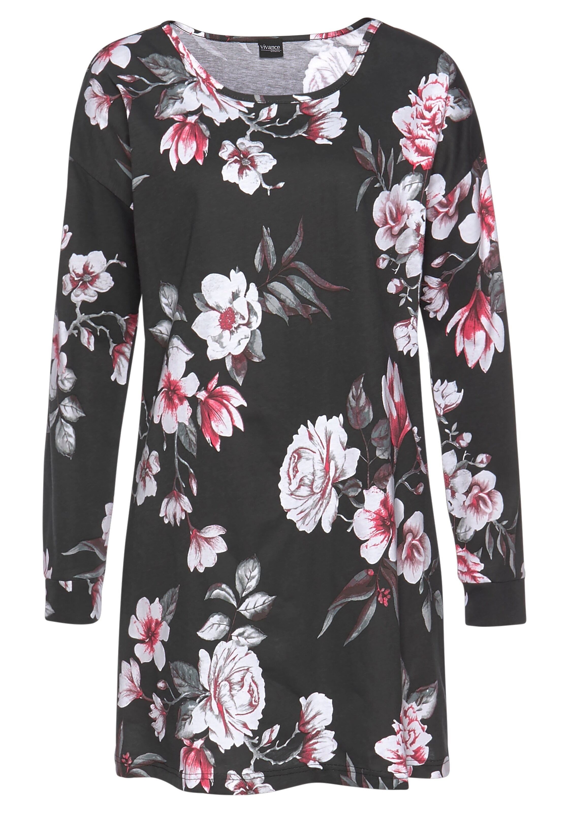 VIVANCE Nachthemd 'Dreams' in rot / schwarz / weiß, Produktansicht