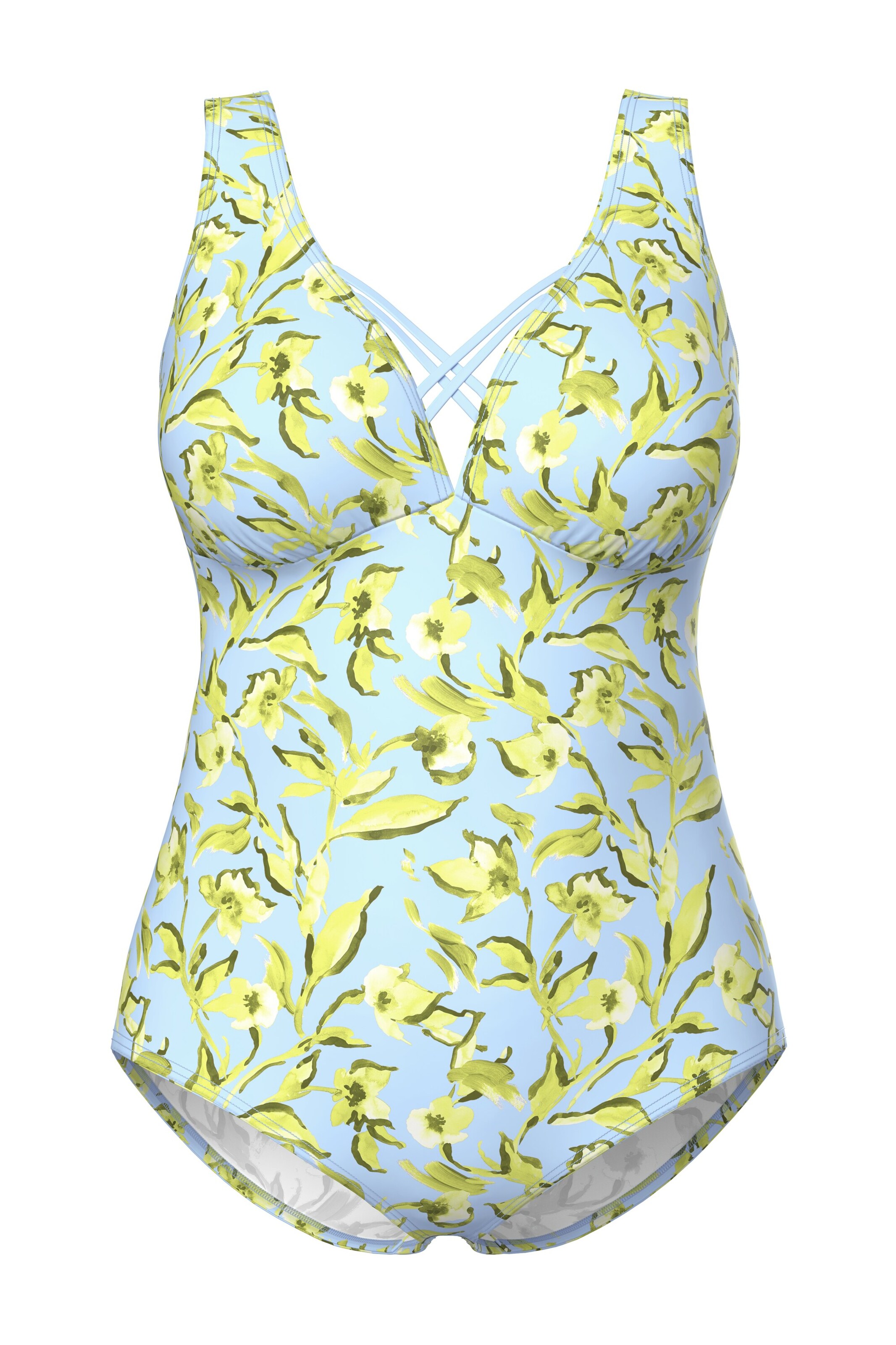 Ulla Popken Bustier Badeanzug in Blau: Vorderseite