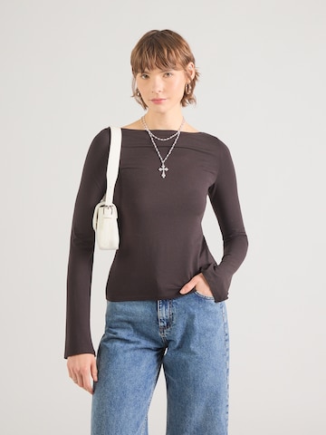 WEEKDAY Тениска 'Annie' в кафяво: отпред