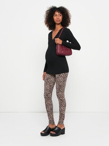 Only Maternity - Skinny Leggings 'OLMLOVELY' en beige