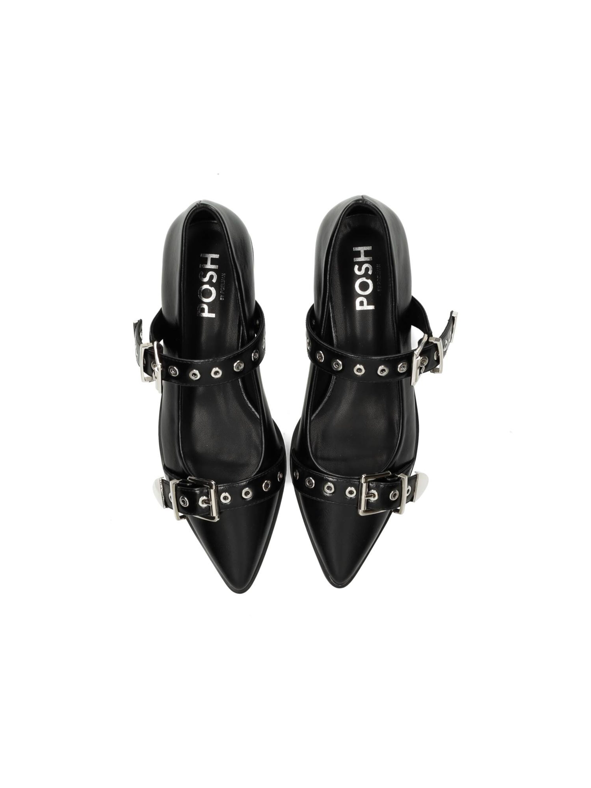 Ballerines à lanières 'Gulia' POSH by Poelman en noir