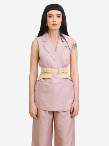 Haute Cuir - Cinturón 'Crescent Peplum Belt' en beige: frente