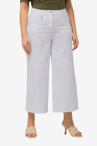 Ulla Popken Wide leg Jeans in White: front