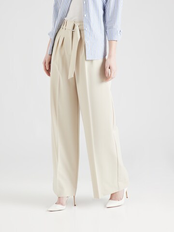 FRENCH CONNECTION Wide Leg Bukser med lægfolder 'EVERLY' i beige: forside