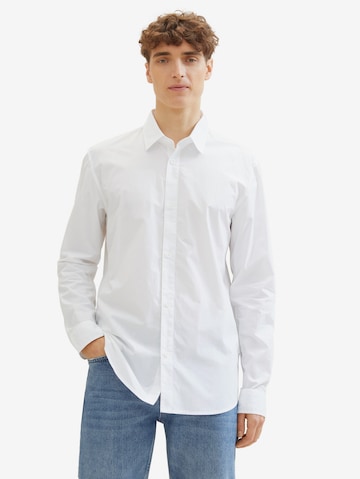 TOM TAILOR DENIM Regular fit Business Shirt in White: front