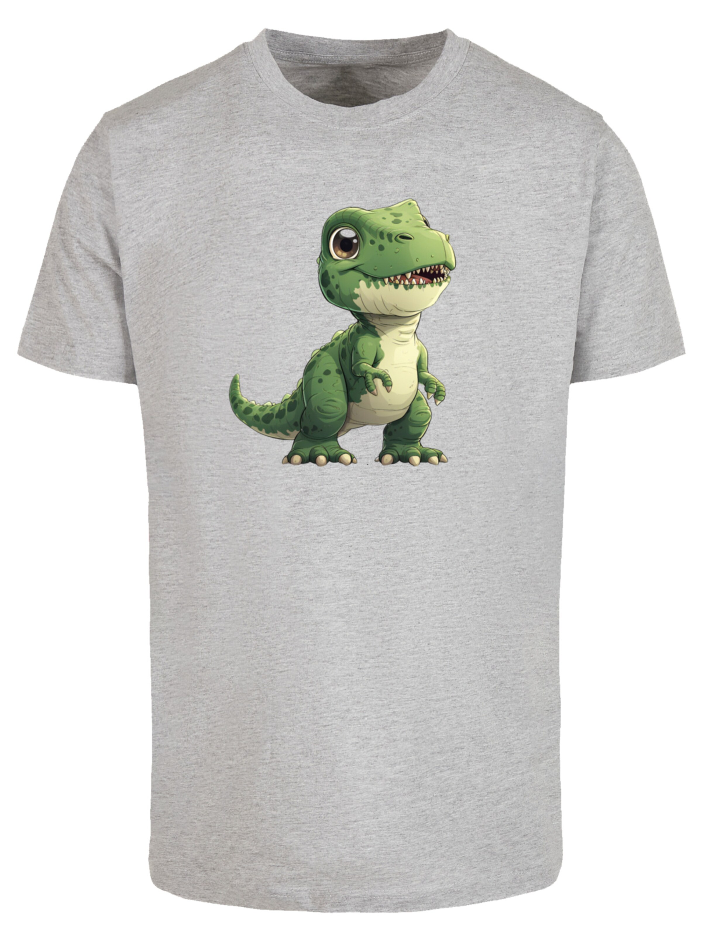 T-Shirt 'Süßer grüner Dino' F4NT4STIC en gris : devant