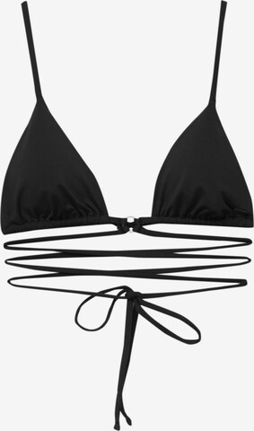 Pull&BearTrokutasti Bikini gornji dio - crna boja: prednji dio