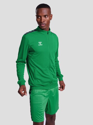 Hummel Athletic Zip-Up Hoodie in Green: front