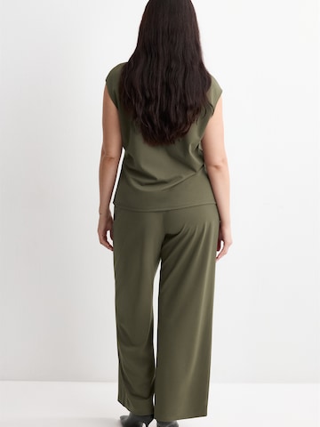 MANGO Wide leg Broek 'CANDELO' in Groen