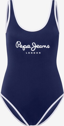 Pepe Jeans Bustier Badeanzug in Blau: predná strana