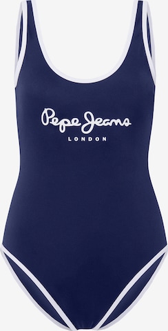 Pepe Jeans Bustier Badeanzug in Blau: predná strana