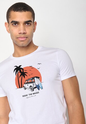 GREENBOMB Shirt 'Nature Car Surf' in White