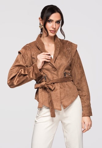 Ombre Tussenjas in Bruin: voorkant