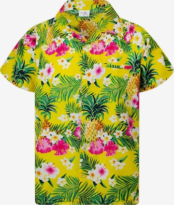 Maglietta 'Pineapple Flowers' di King Kameha in giallo: frontale