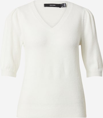 VERO MODA Пуловер 'ELLY LEFILE' в бяло: отпред