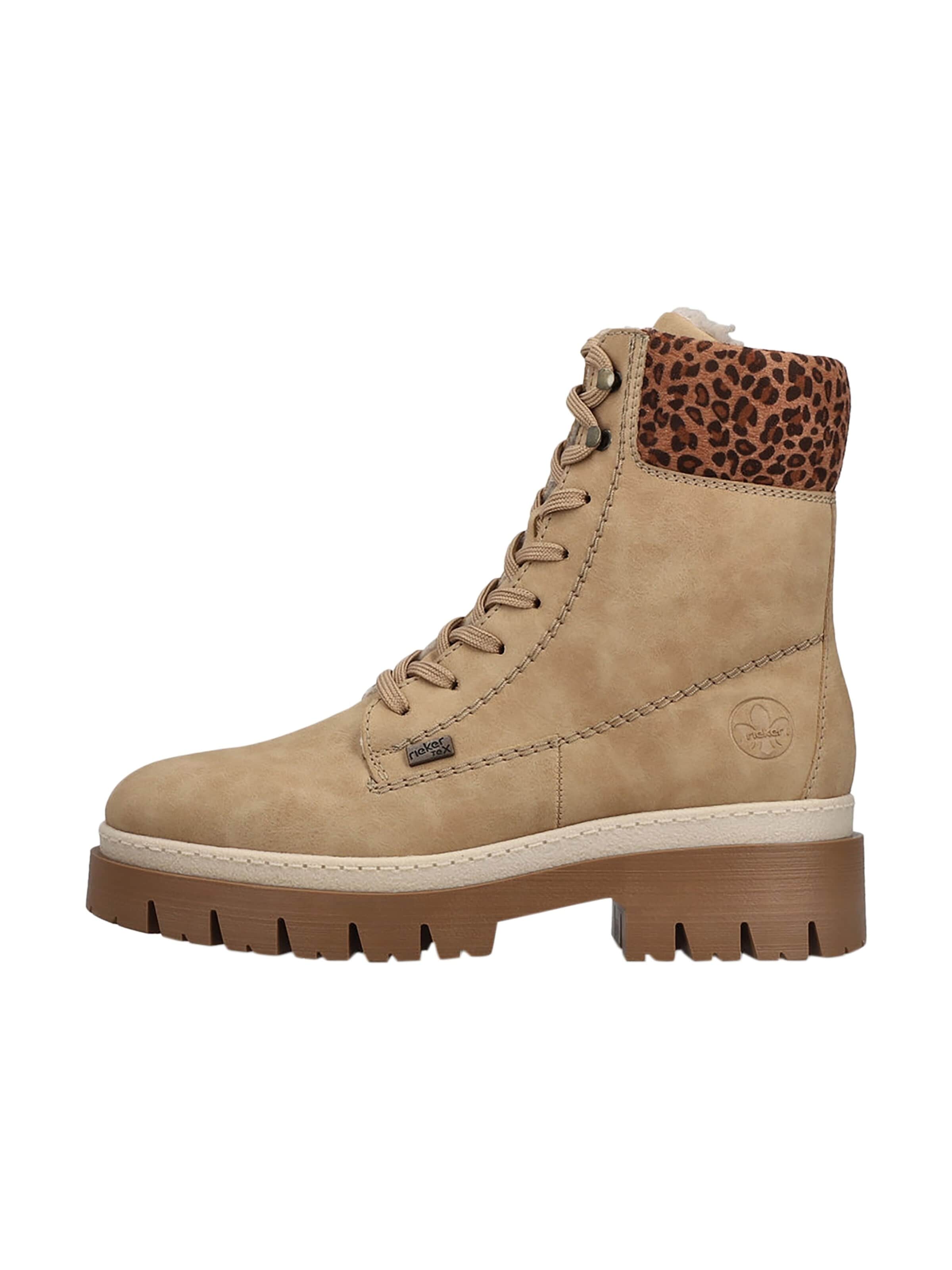 Rieker - Botines con cordones en beige: frente