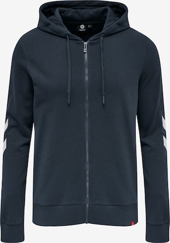 Hummel Athletic Zip-Up Hoodie in Blue: front