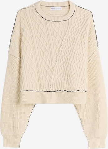 Pulover de la Bershka pe bej: față