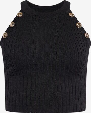 faina Knitted Top in Black: front