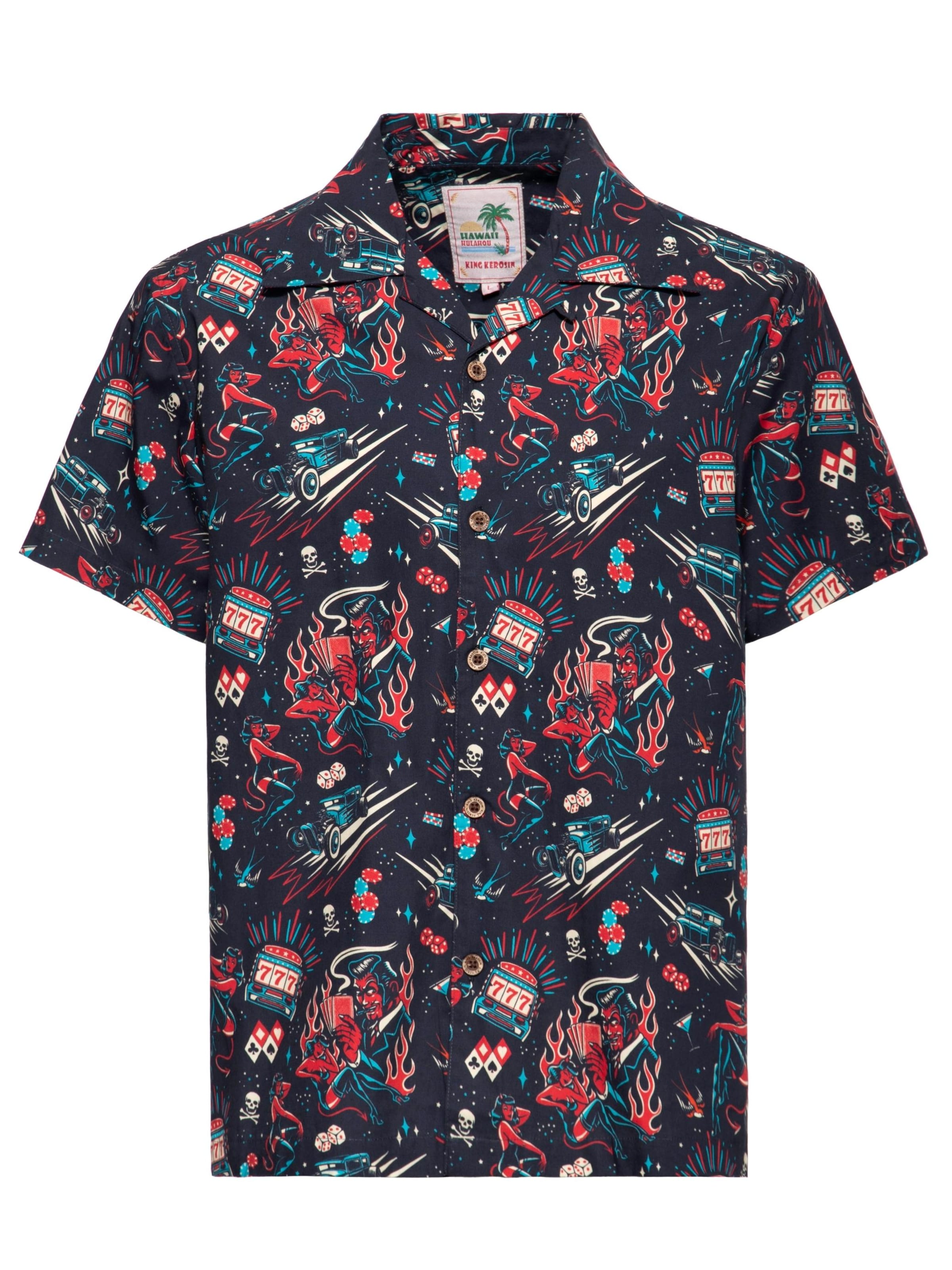 King Kerosin Button Up Shirt 'Rockabilly Devil' in Black, Item view