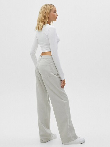 Pull&Bear Wide Leg Hose in Grau