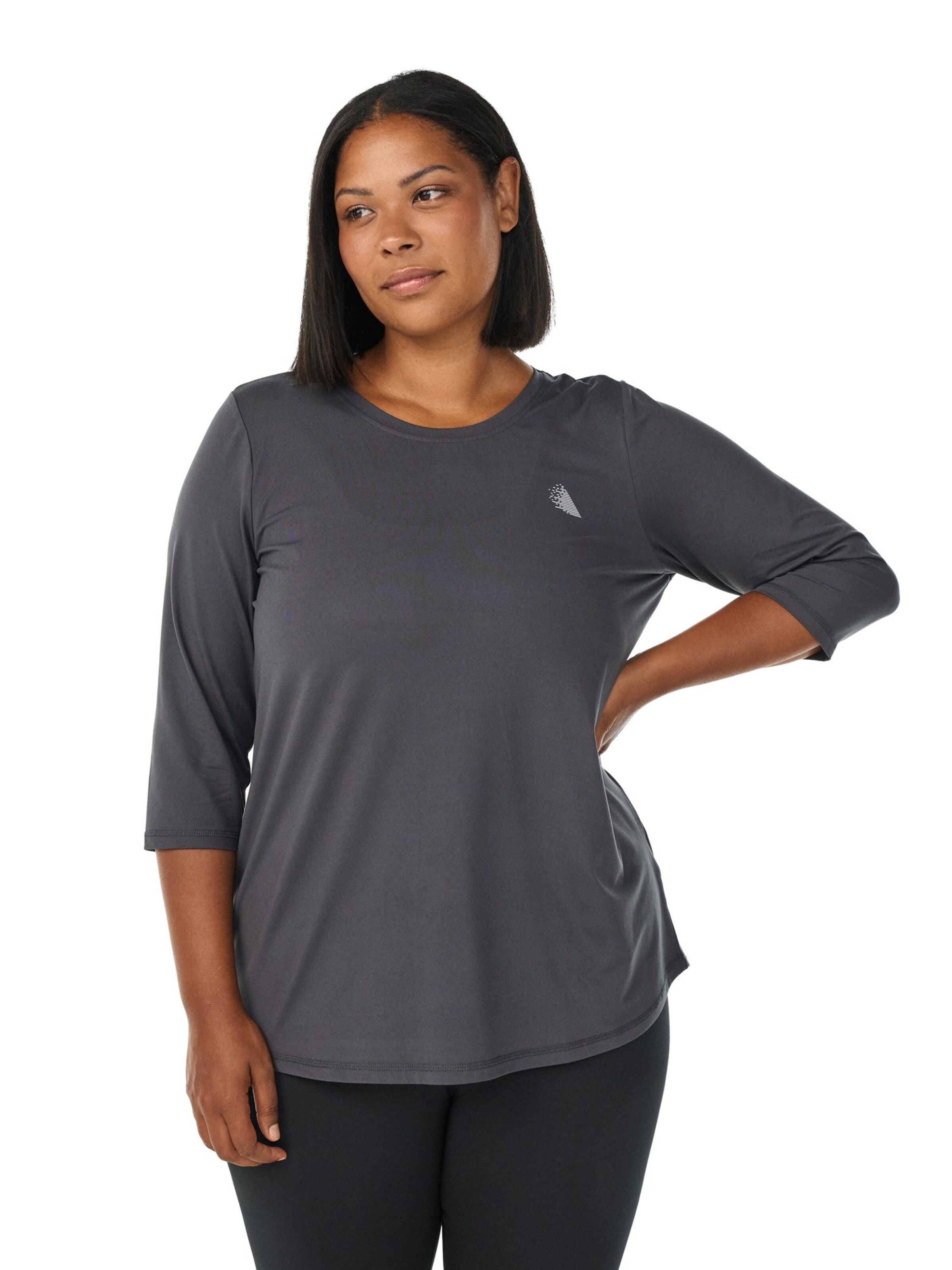 Active by Zizzi Shirt  'ABASIC ONE' in Grau