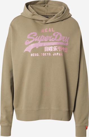 Superdry Mikina 'RHINESTONE' – zelená: přední strana