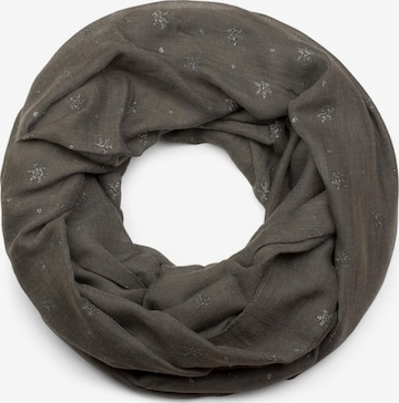 styleBREAKER Schlauchschal 'Loop mit glitzerndem Schneeflocken Print' in Grau: Vorderseite
