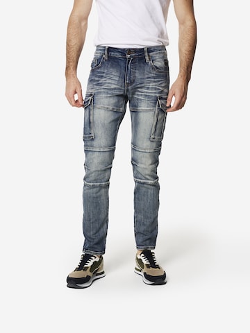 KOROSHI Slimfit Cargojeans in Blau: Vorderseite