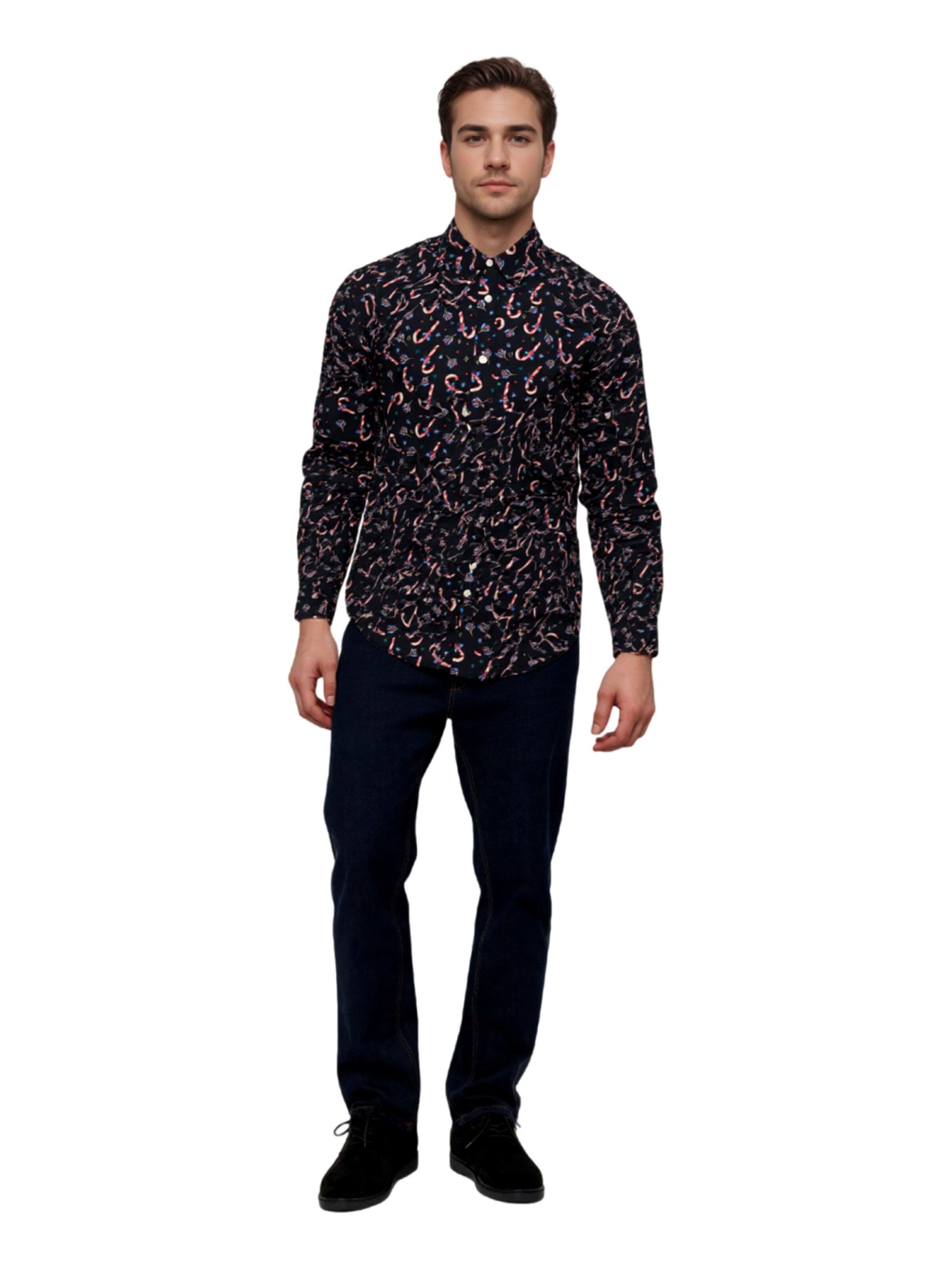 Slim fit Camicia 'ONSALF XMAS' di Only & Sons in nero