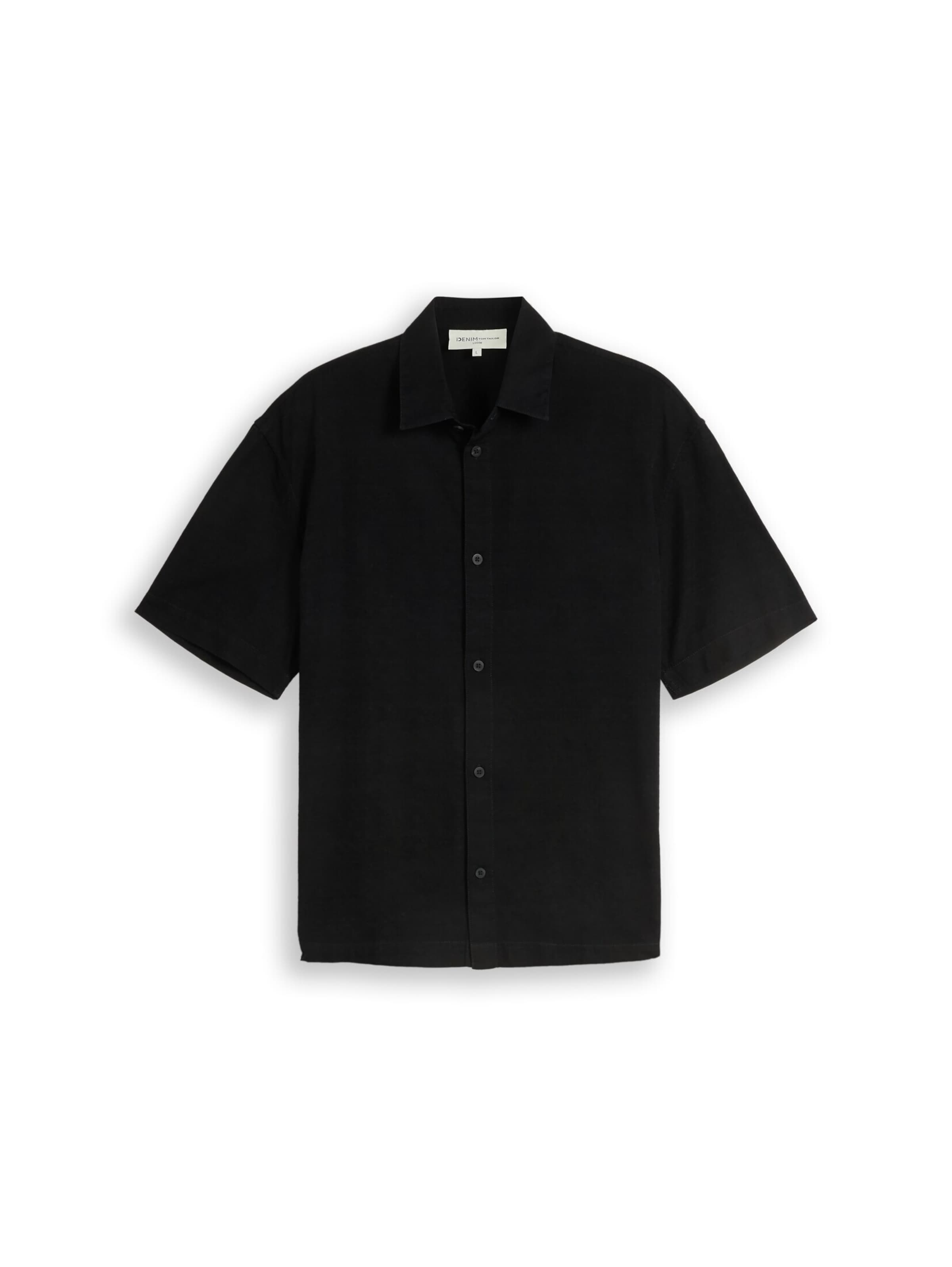TOM TAILOR DENIM Comfort fit Button Up Shirt in Black: front