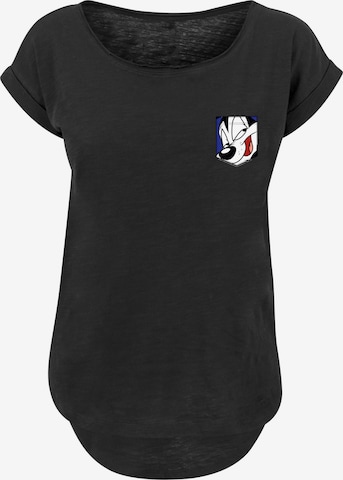 F4NT4STIC Shirt 'Looney Tunes Pepe Le Pew Face' in Zwart: voorkant
