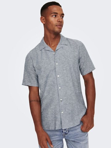 Only & Sons Slim fit Button Up Shirt 'Caiden' in Blue